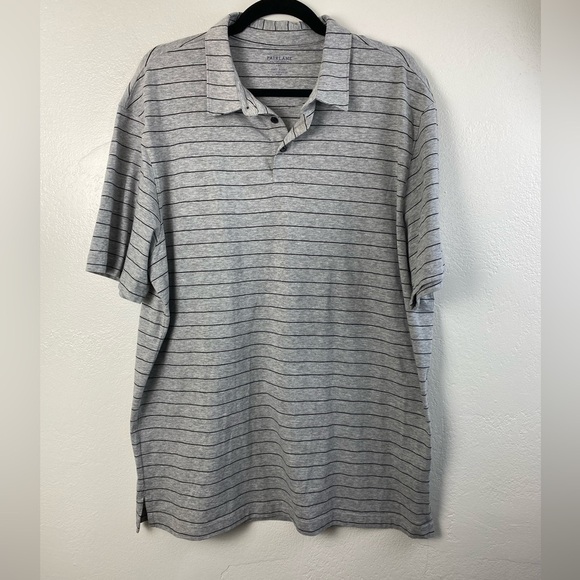 Pima Cotton Spandex FAIRLANE Stretch Short Sleeve Polo Shirt Gray Stipe Men’s XL - Picture 1 of 9